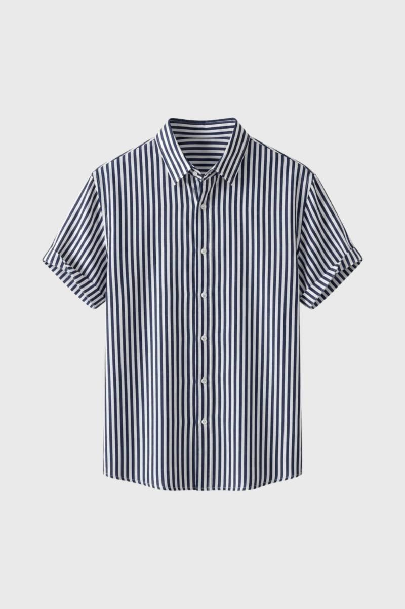 Striped Short-Sleeve Button-Down Shirt