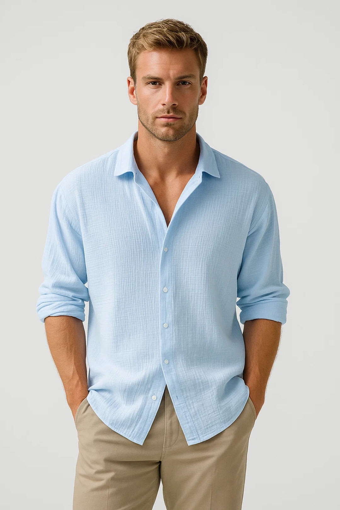 Men's Classic Fit Long Sleeve Shirt in Summer White