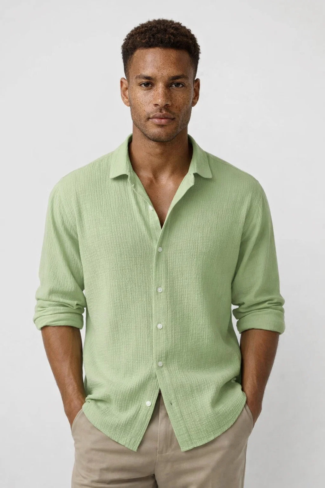 Men's Classic Fit Long Sleeve Shirt in Summer White