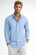 Men's Classic Collar Summer Shirt in Soft Blue
