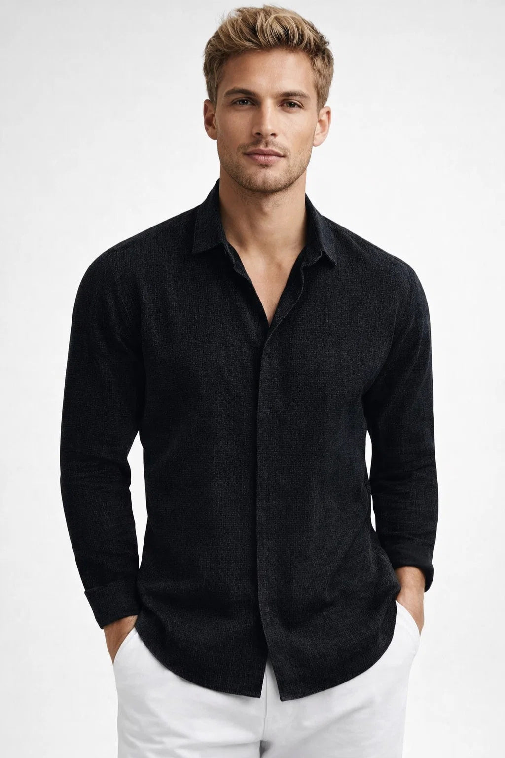 Men's Classic Collar Summer Shirt in Soft Blue
