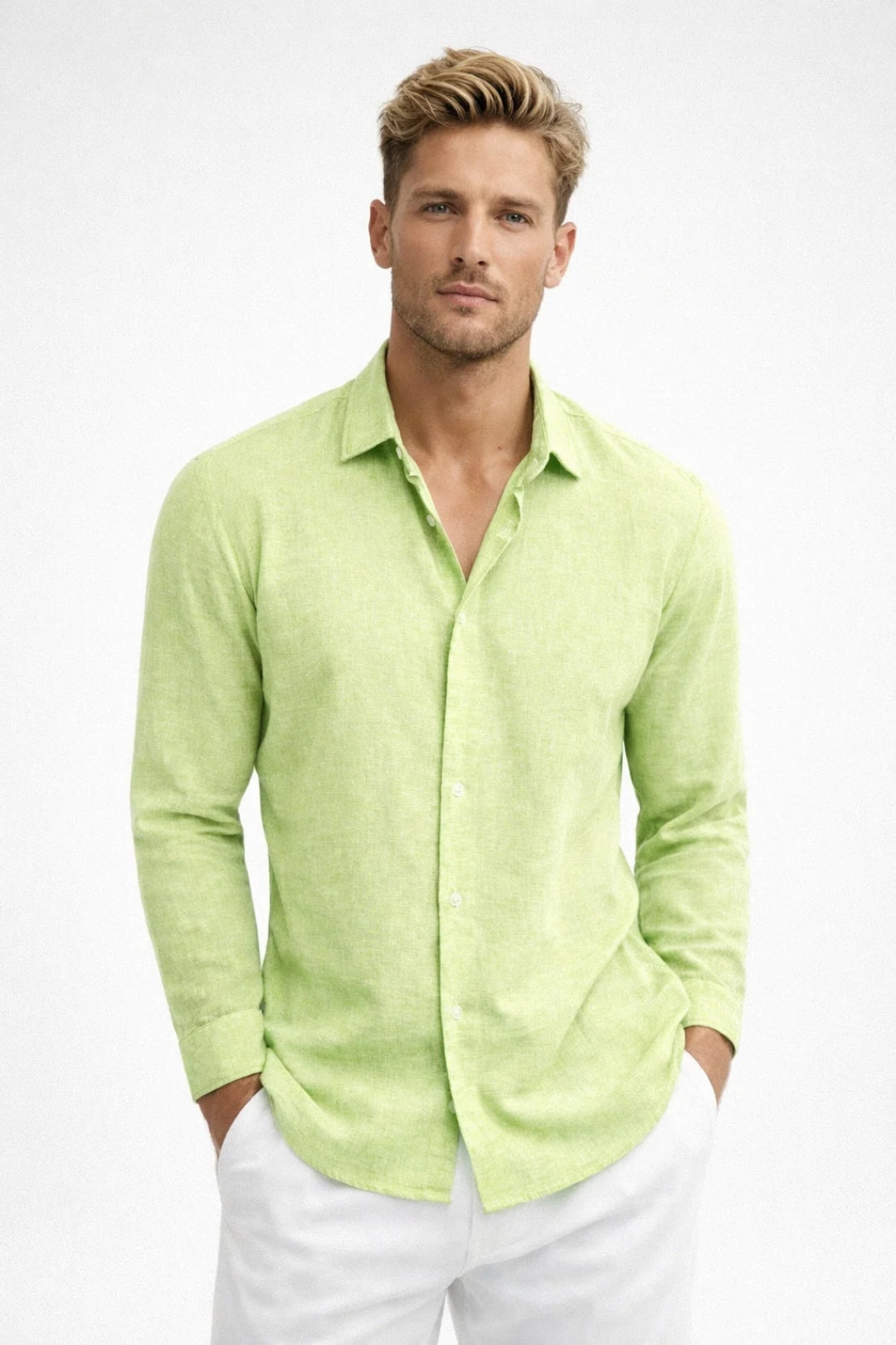 Men's Classic Collar Summer Shirt in Soft Blue