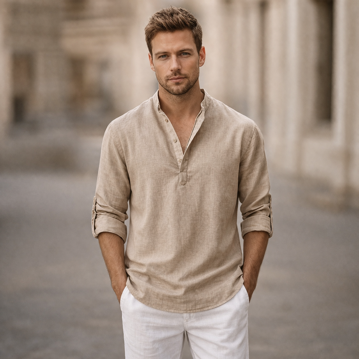 Men's Relaxed Fit Summer Shirt in Classic White