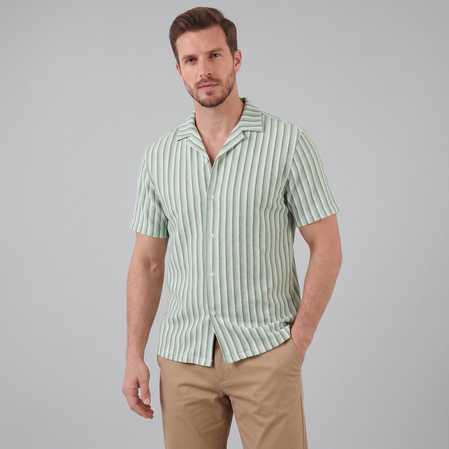 Men's Vertical Stripe Resort Shirt in Summer Palette