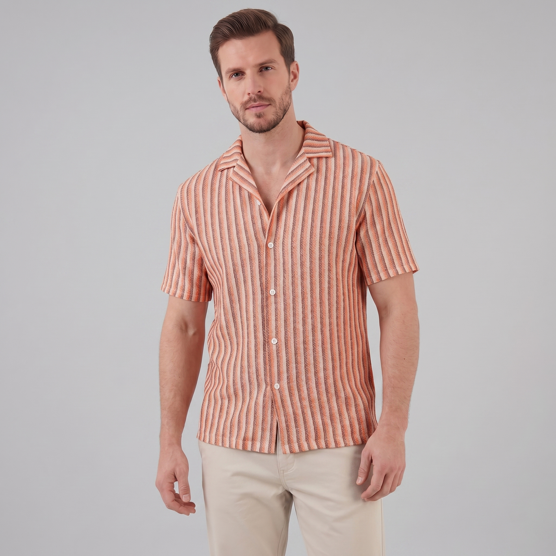 Men's Vertical Stripe Resort Shirt in Summer Palette