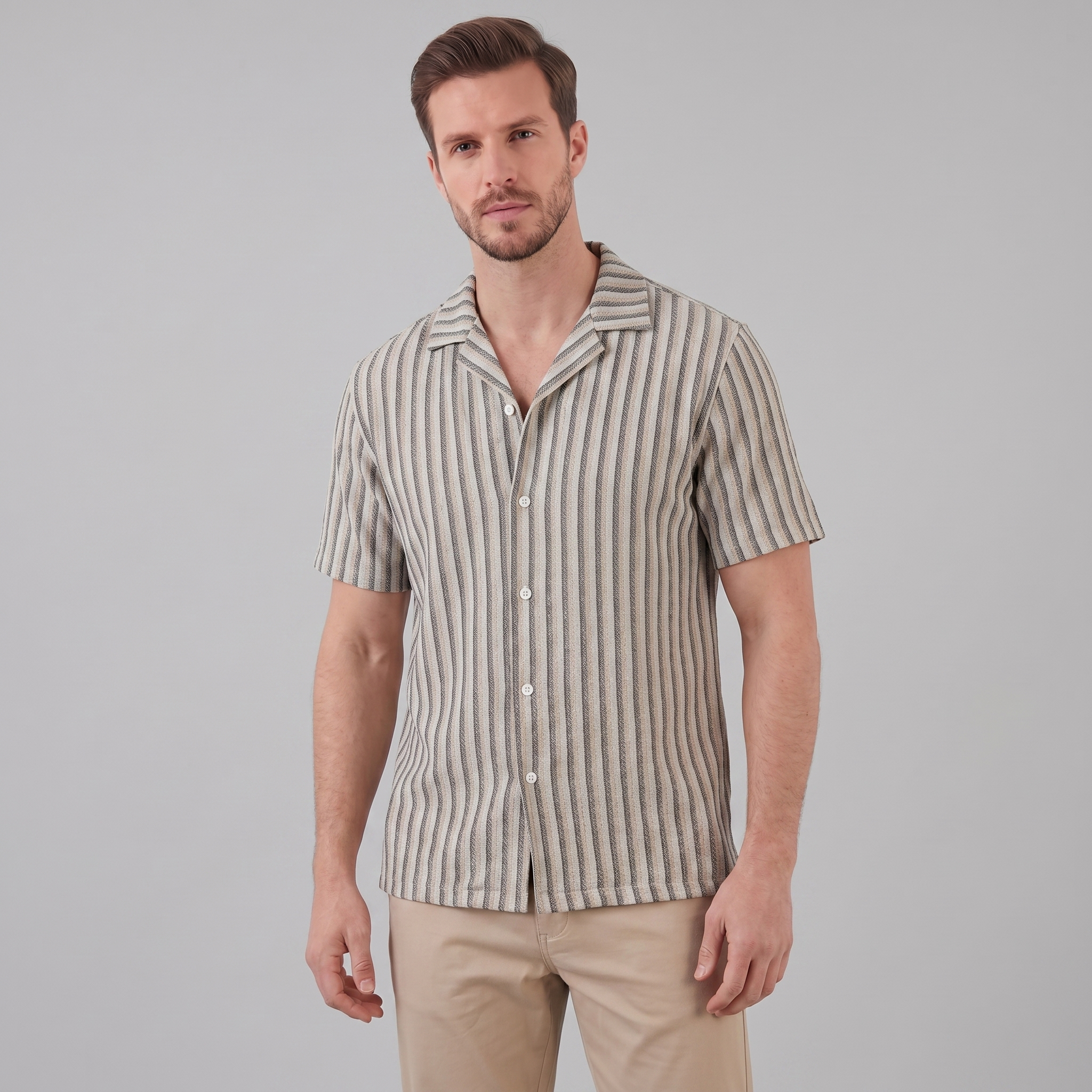 Men's Vertical Stripe Resort Shirt in Summer Palette