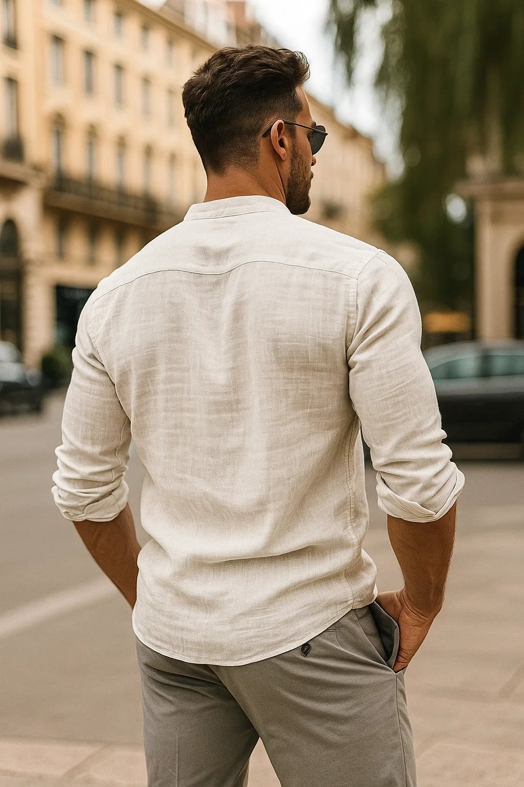 Men's Relaxed Fit Three-Quarter Sleeve Shirt in Summer Blue
