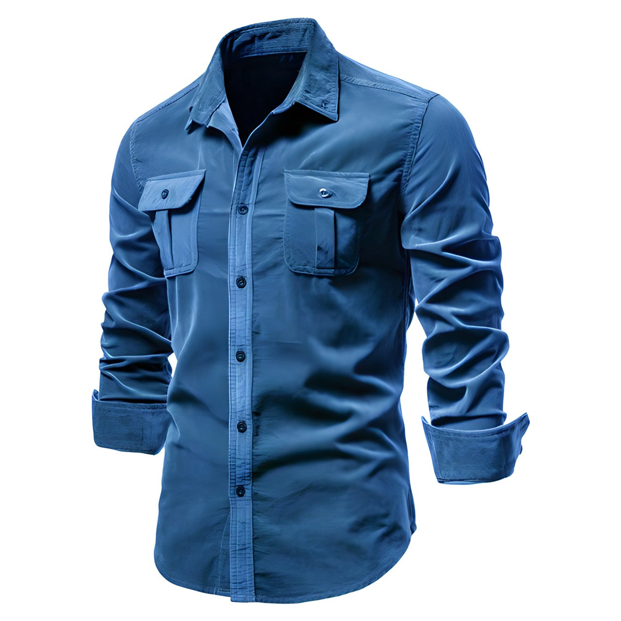 Men's Long Sleeve Blouse with Chest Pockets