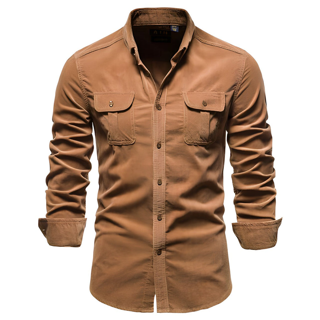 Men's Long Sleeve Blouse with Chest Pockets
