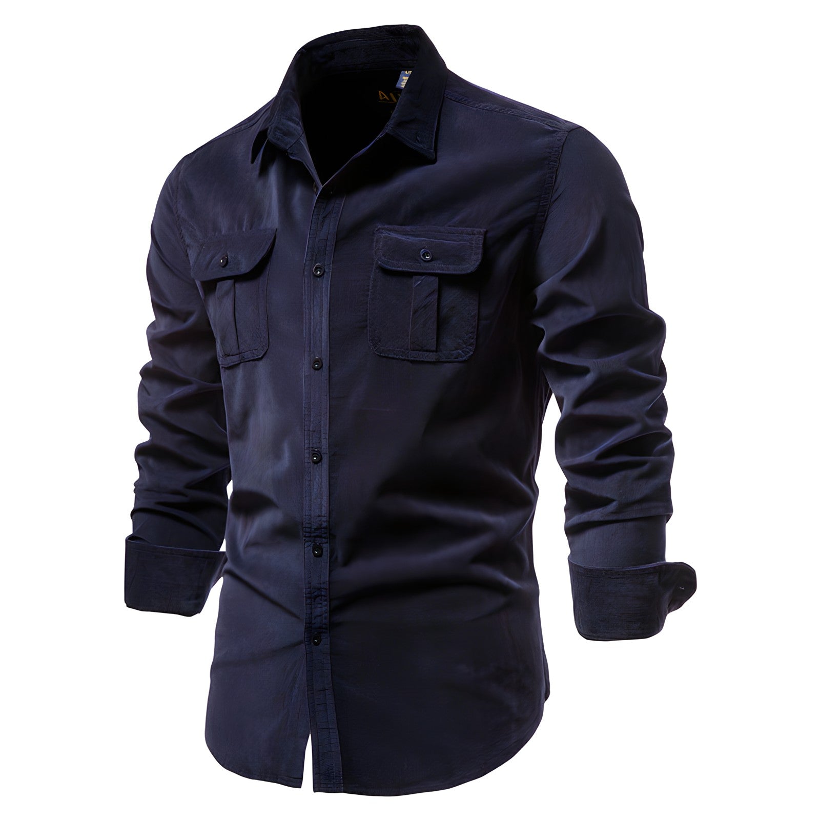 Men's Long Sleeve Blouse with Chest Pockets