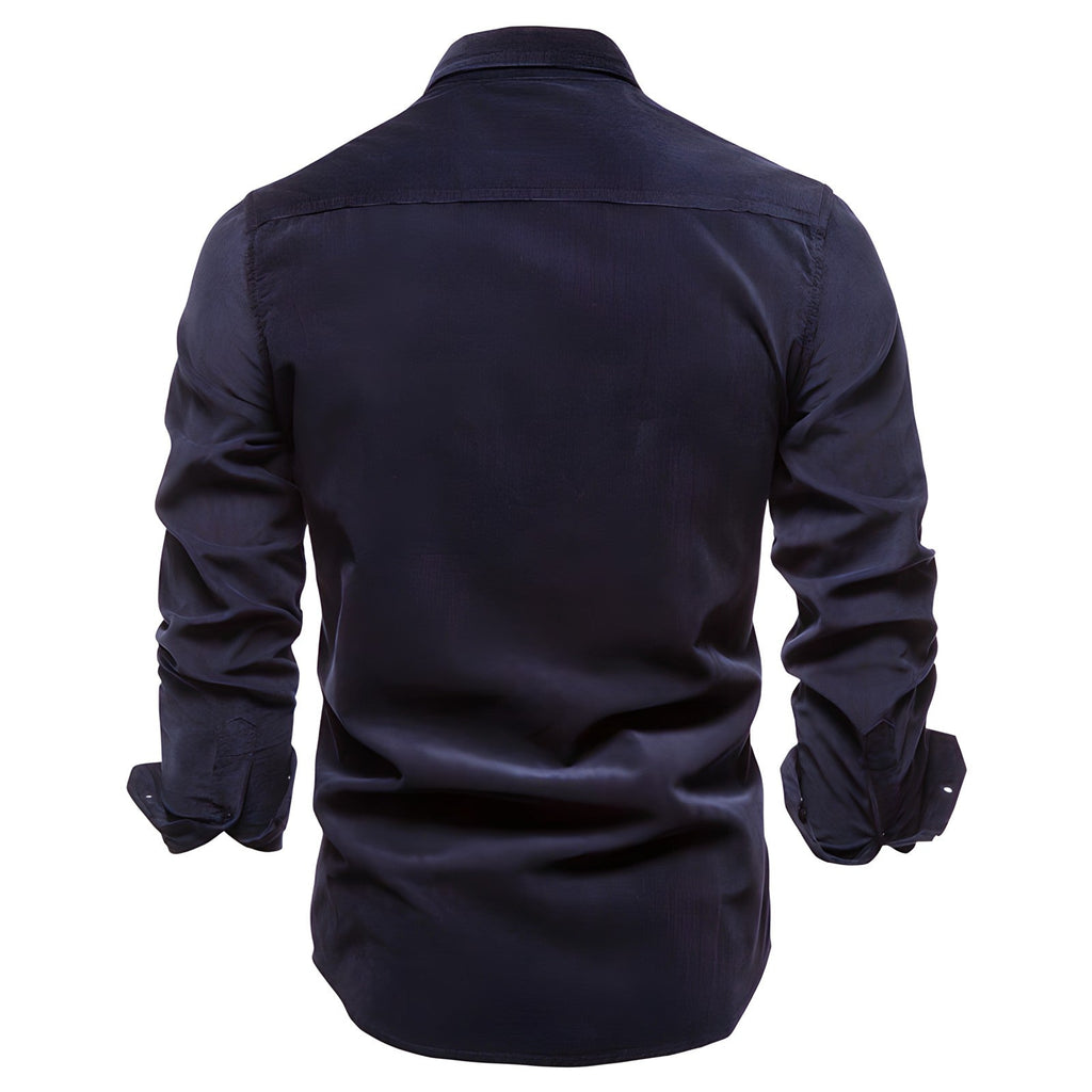 Men's Long Sleeve Blouse with Chest Pockets