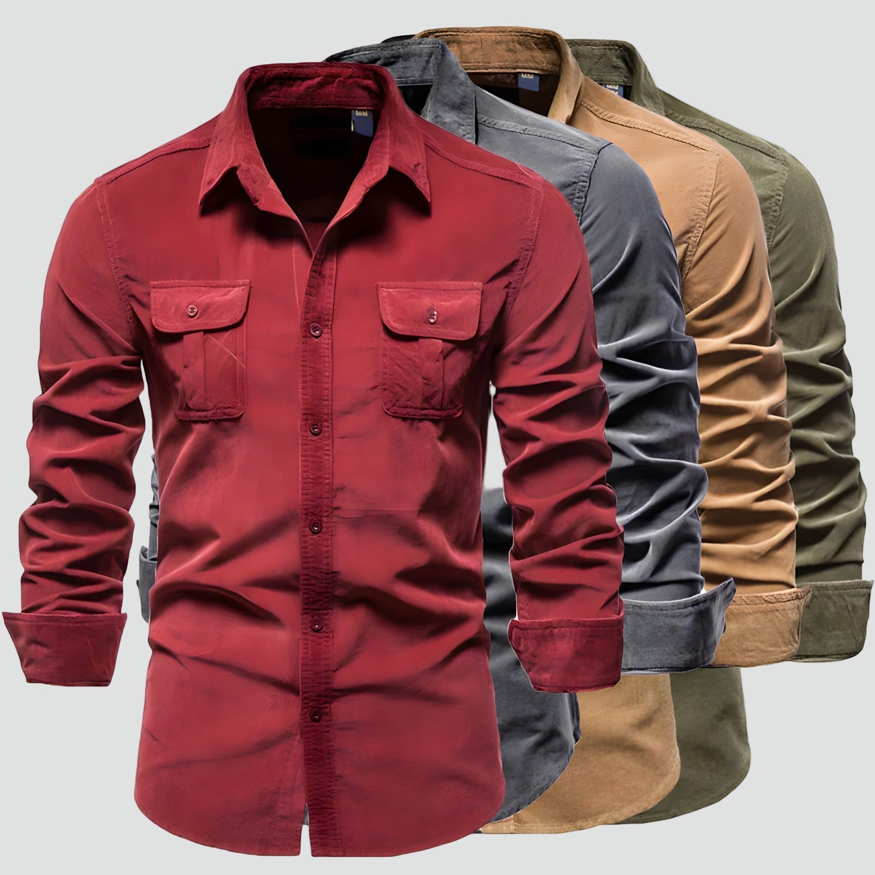 Men's Long Sleeve Blouse with Chest Pockets