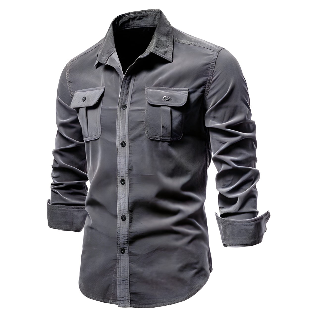 Men's Long Sleeve Blouse with Chest Pockets