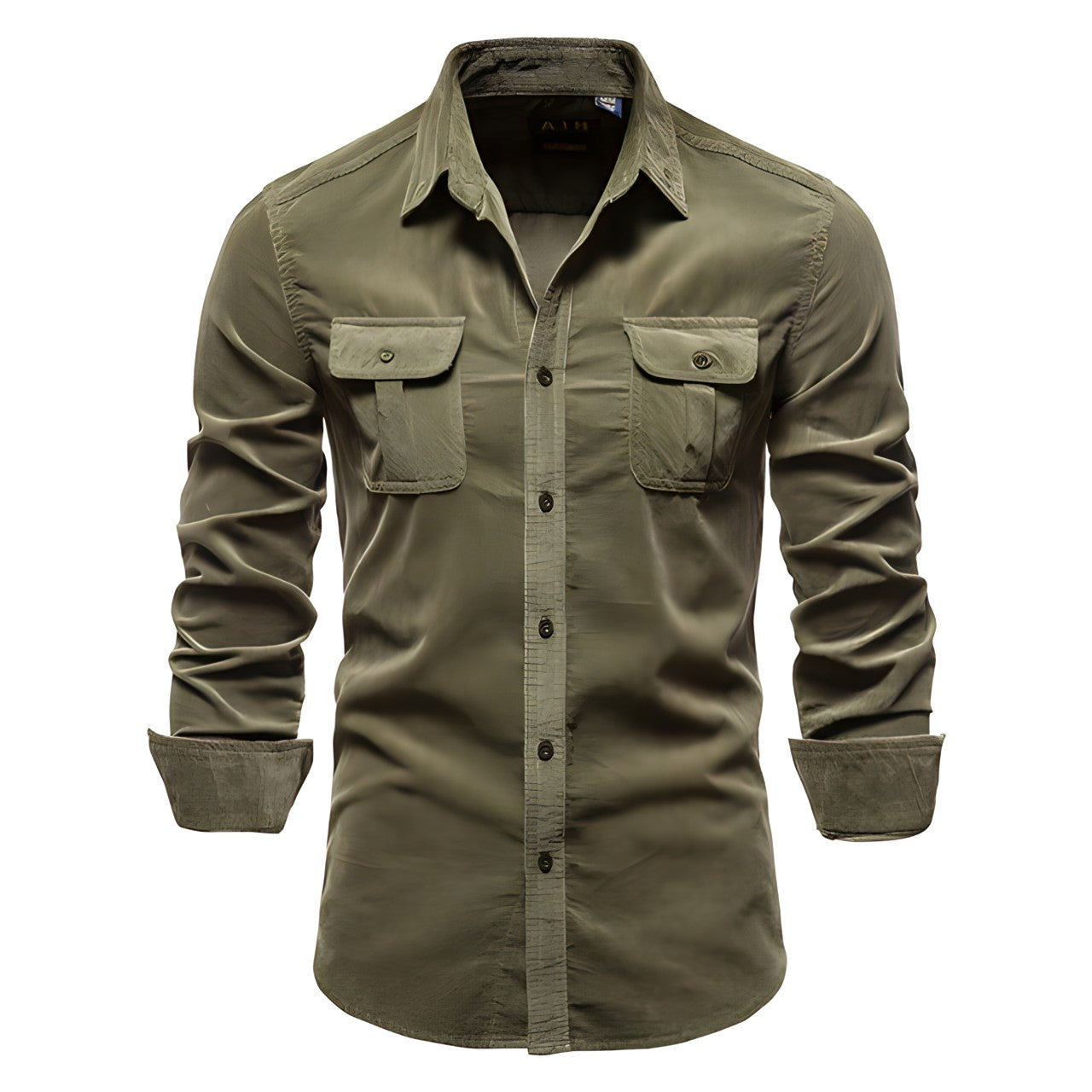 Men's Long Sleeve Blouse with Chest Pockets