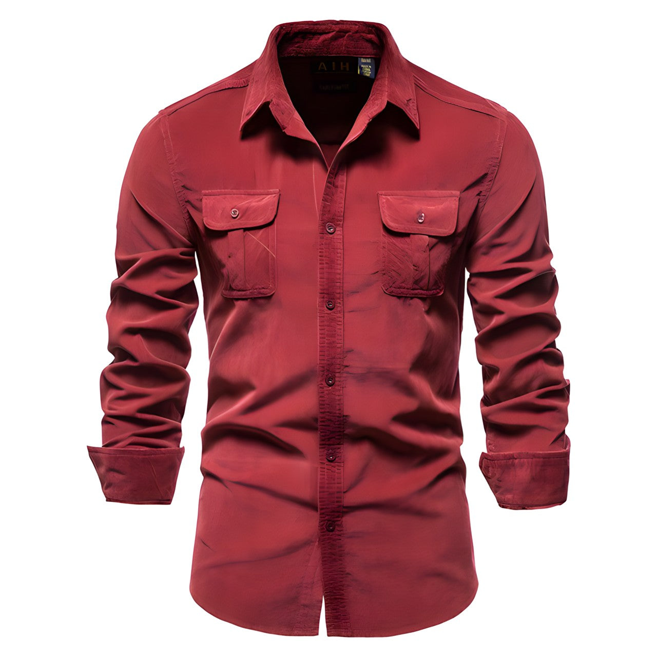 Men's Long Sleeve Blouse with Chest Pockets