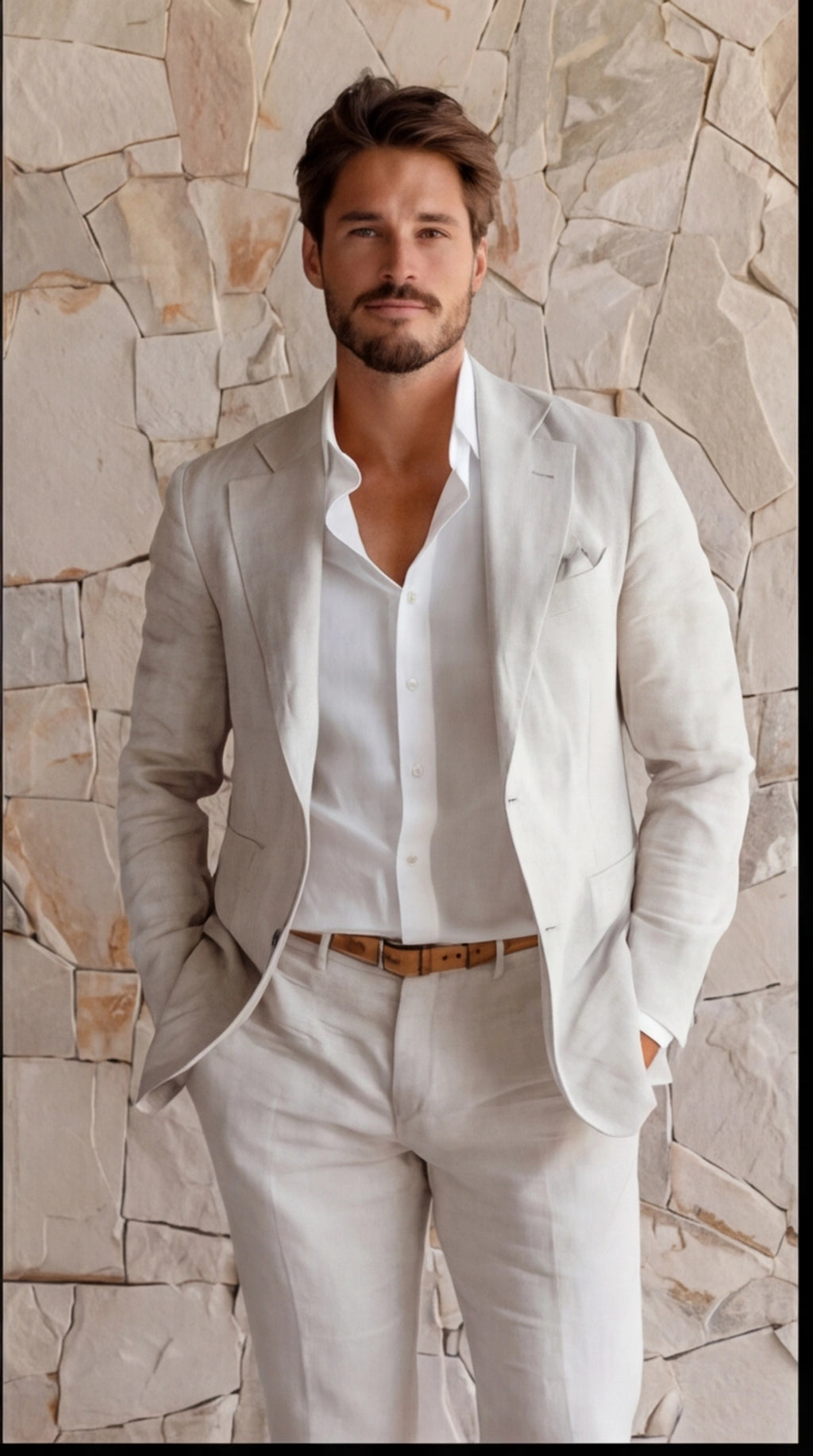 Men's Slim Fit Blazer and Trousers in Summer Grey