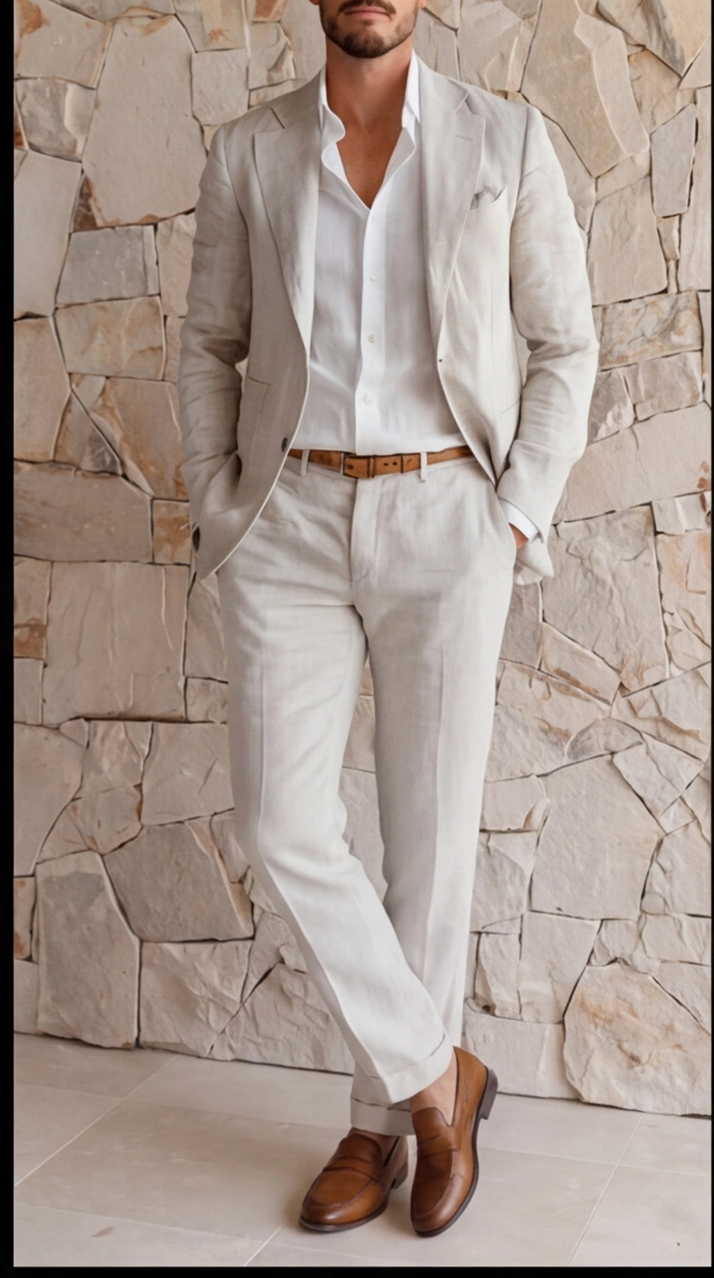 Men's Slim Fit Blazer and Trousers in Summer Grey