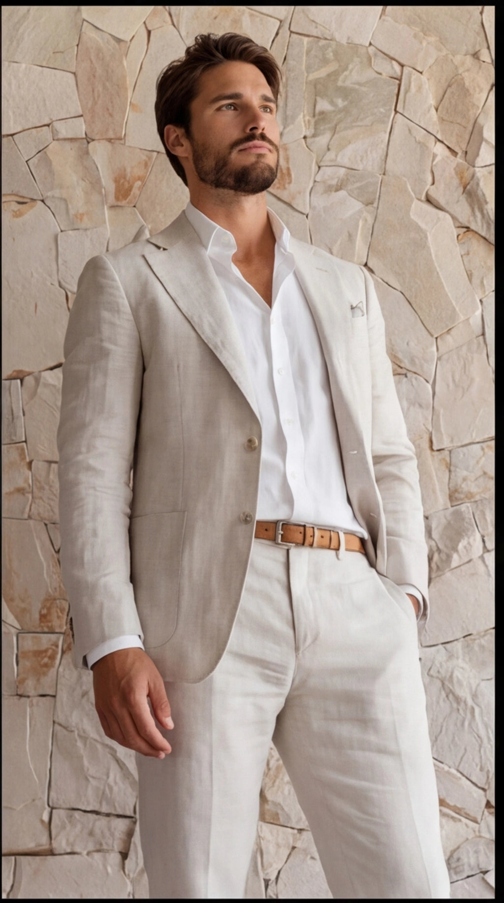 Men's Slim Fit Blazer and Trousers in Summer Grey