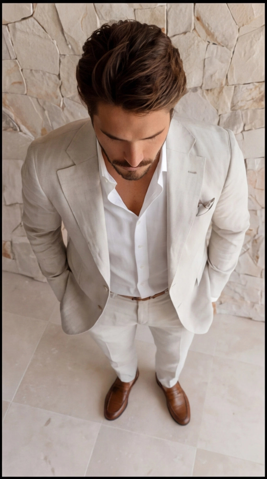 Men's Slim Fit Blazer and Trousers in Summer Grey
