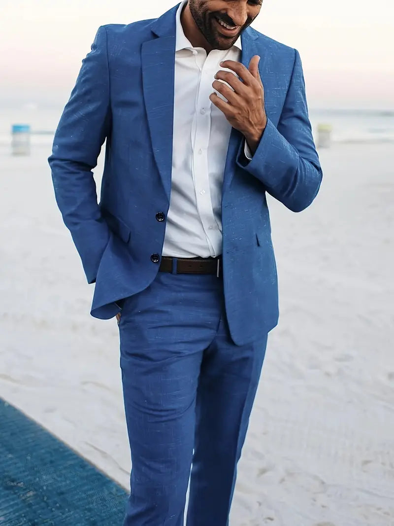 Men's Slim Fit Blazer and Trousers in Summer Grey