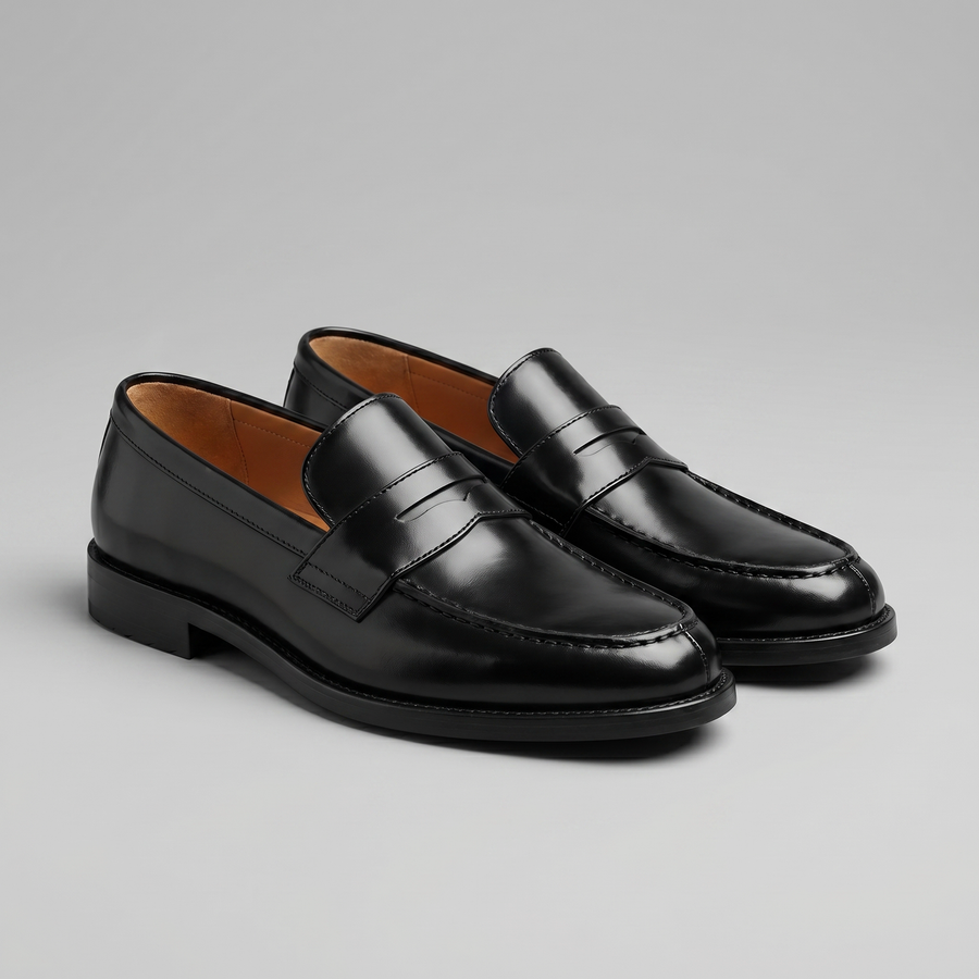 Men's Leather Penny Loafers in Classic Brown