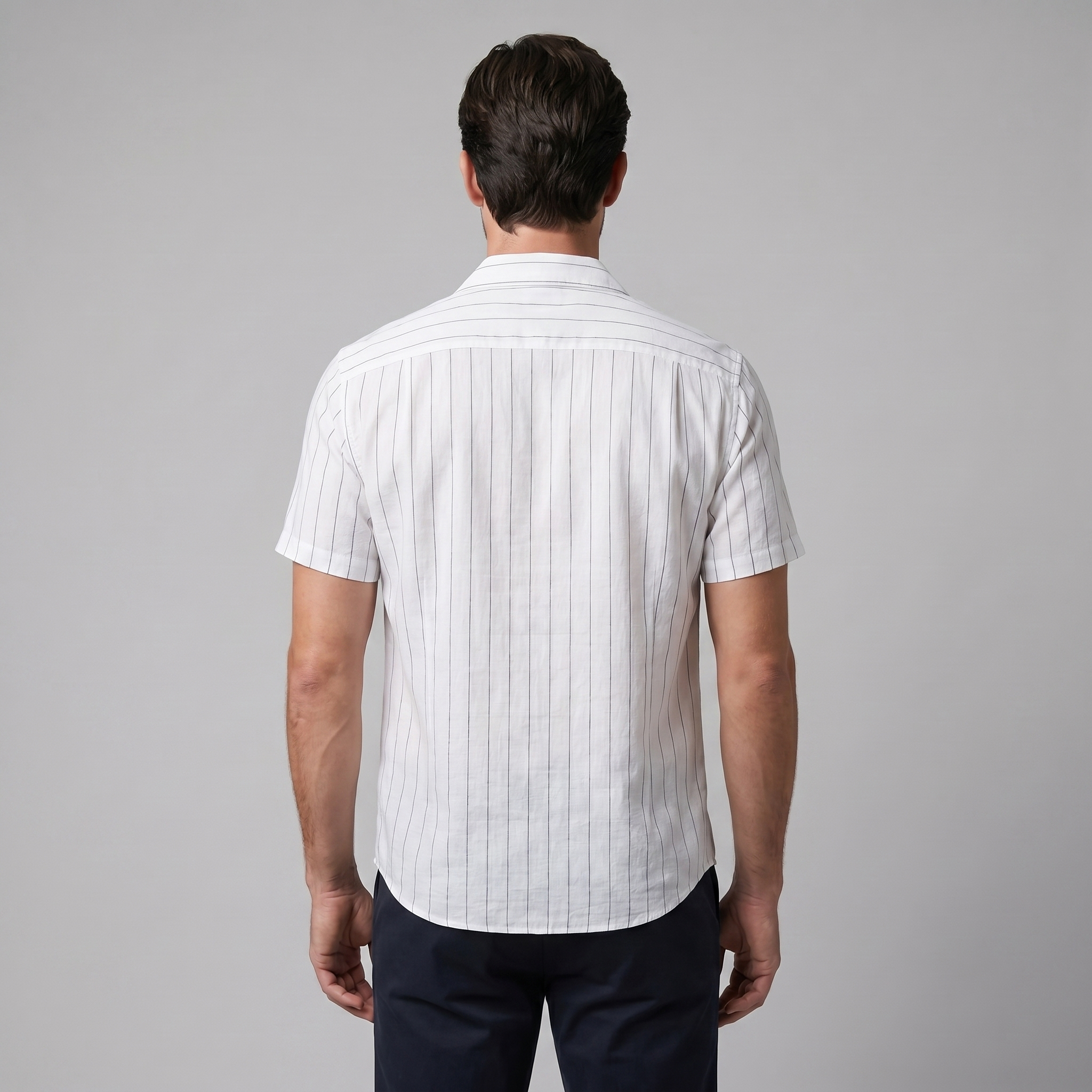 Pinstripe Camp Shirt in Summer Blue