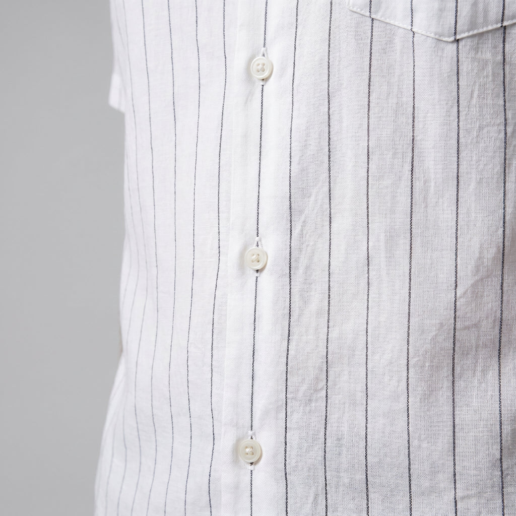 Pinstripe Camp Shirt in Summer Blue