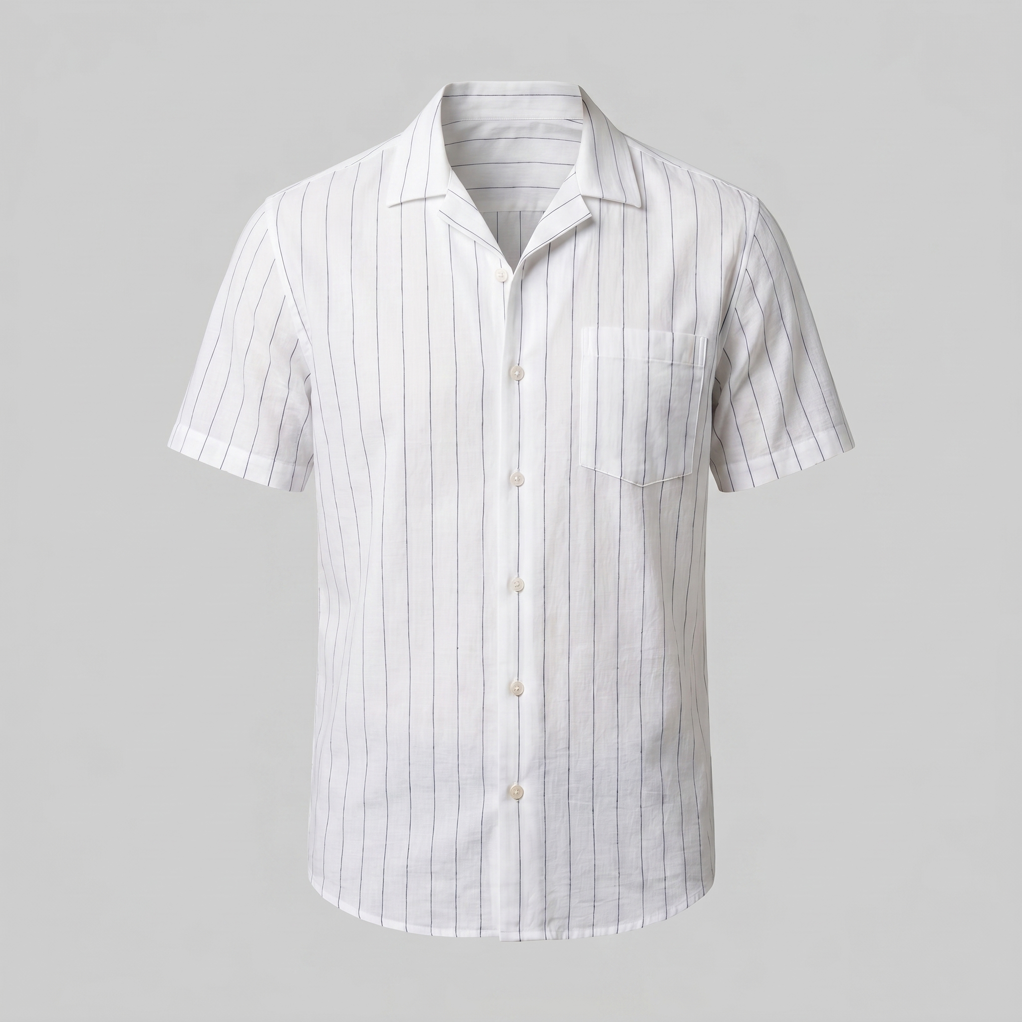 Pinstripe Camp Shirt in Summer Blue