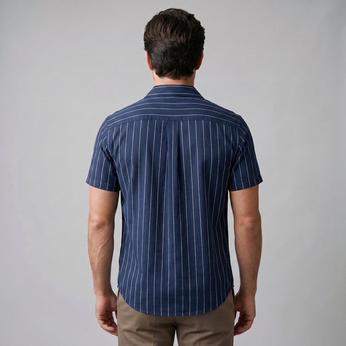 Pinstripe Camp Shirt in Summer Blue