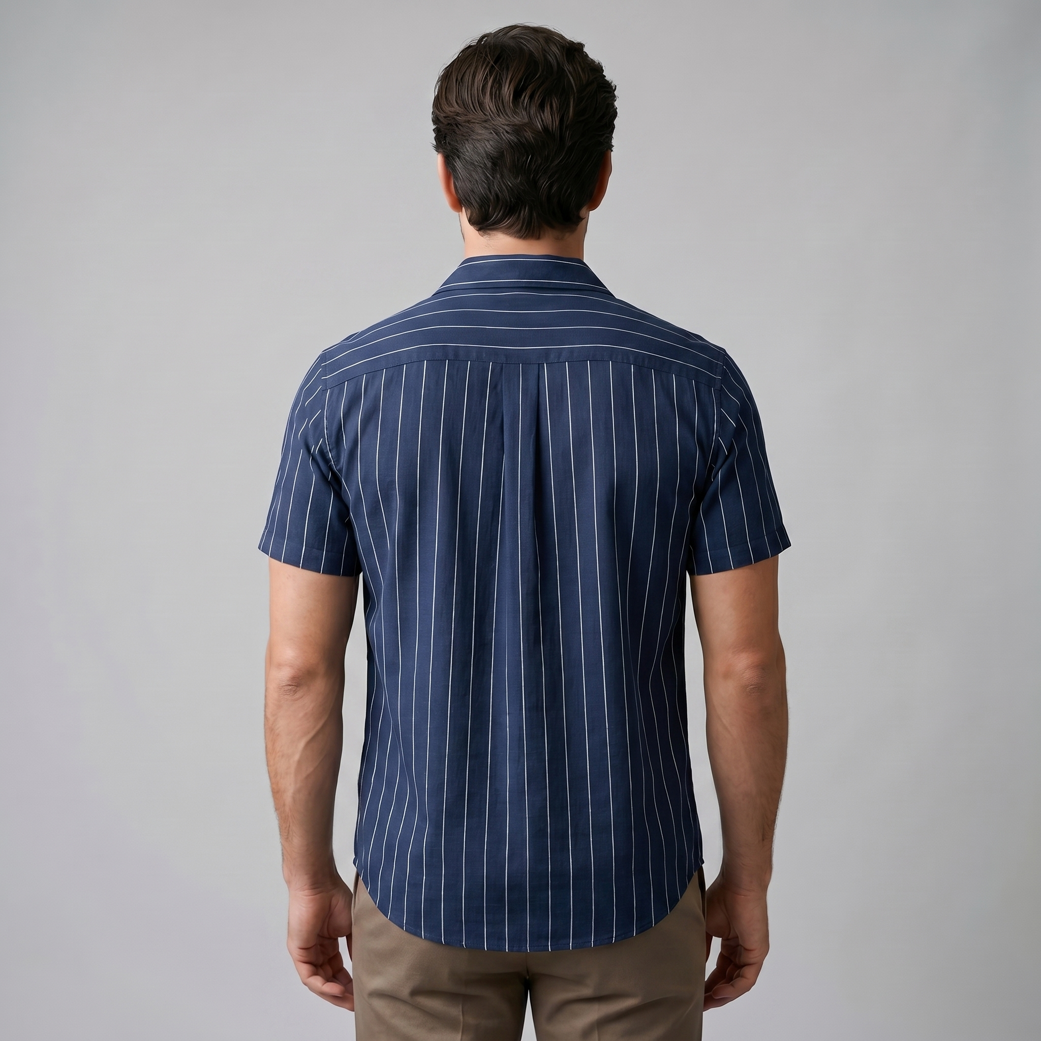 Pinstripe Camp Shirt in Summer Blue