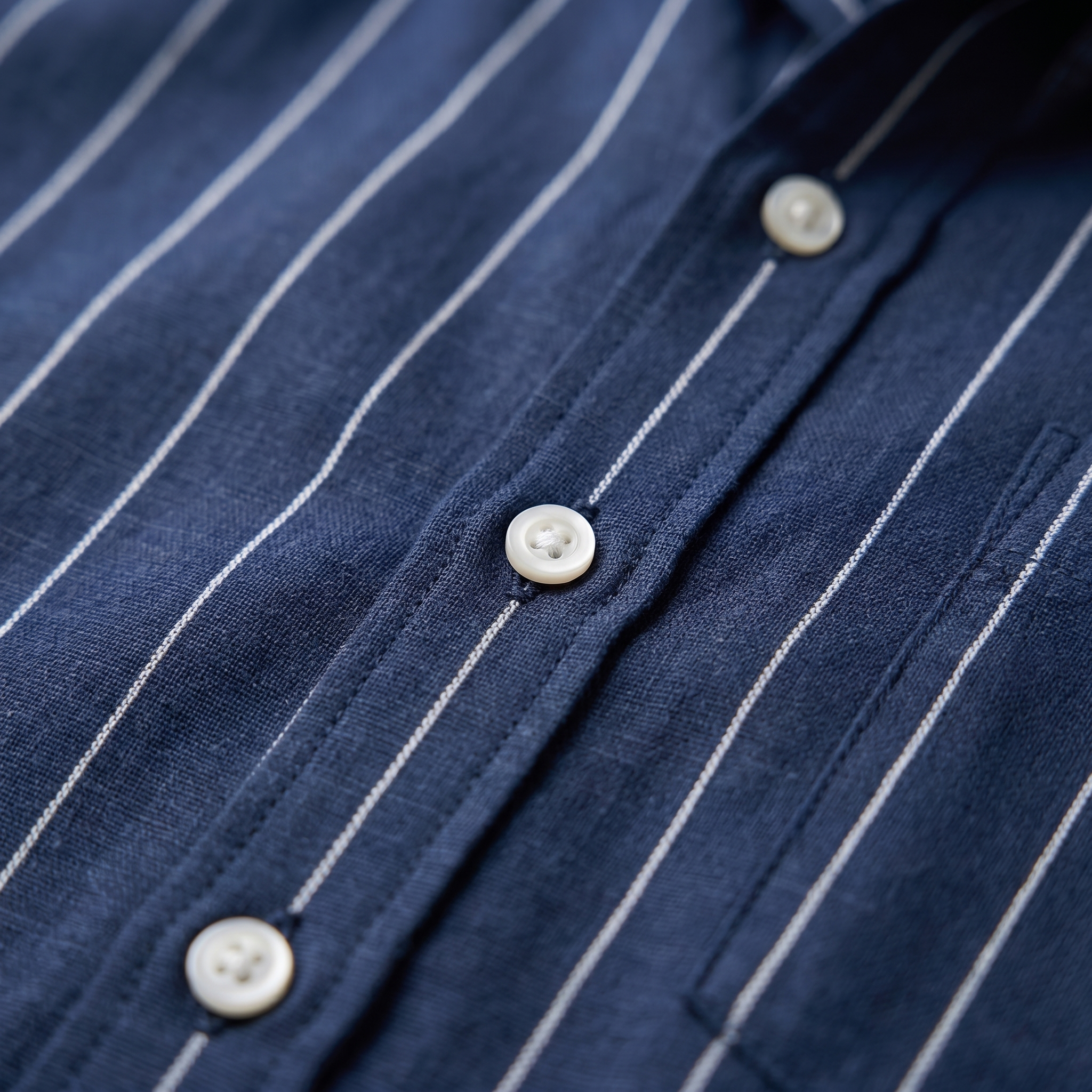 Pinstripe Camp Shirt in Summer Blue