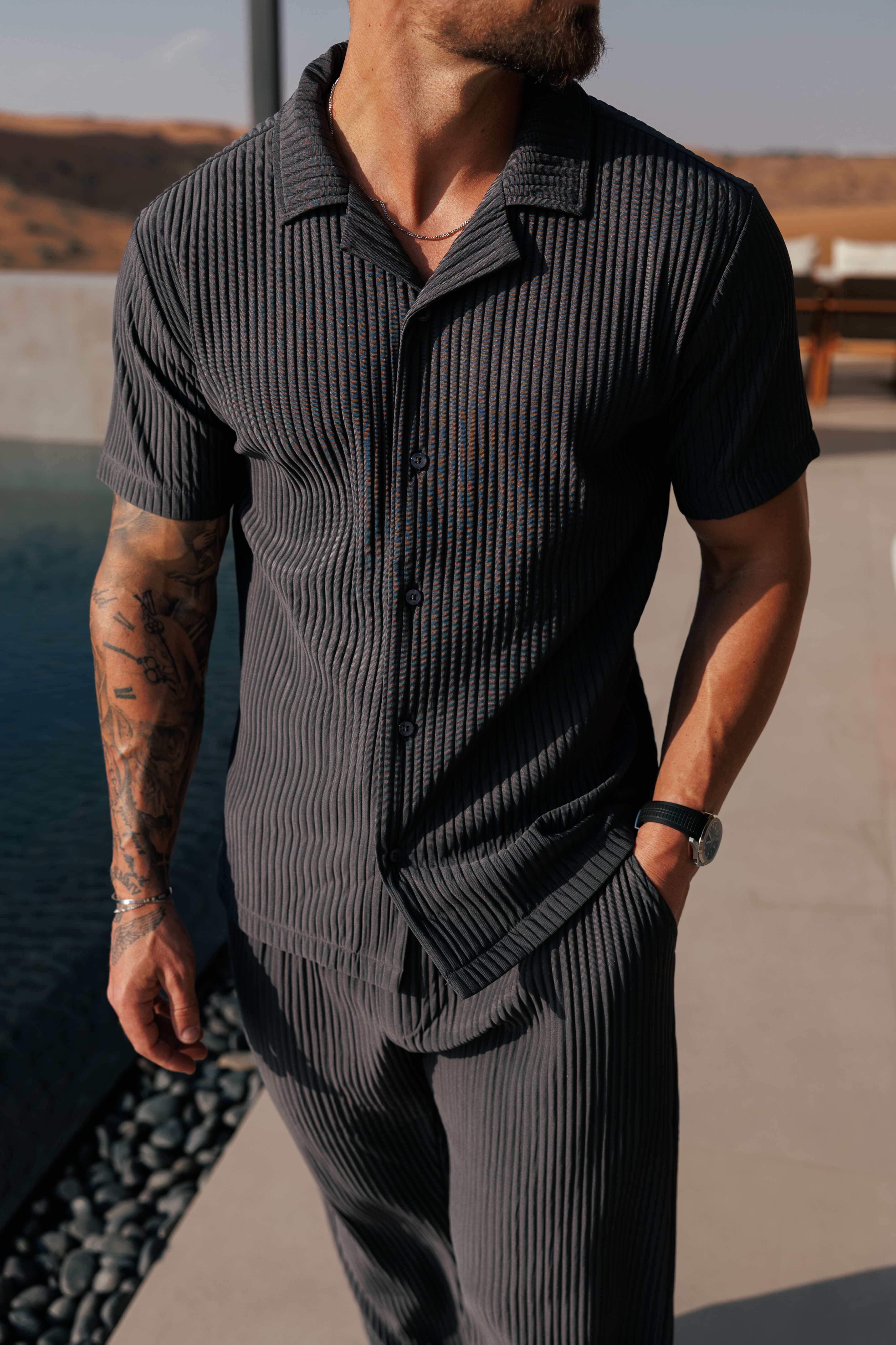 Plissé Shirt for Men in Summer White