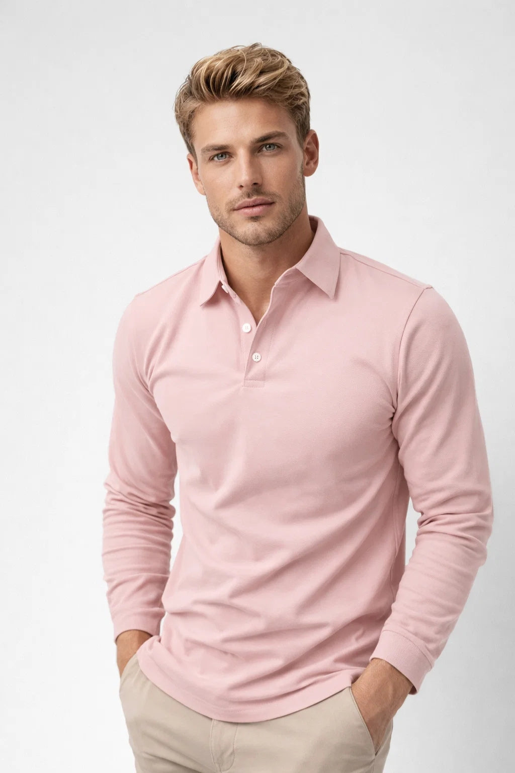 Classic Long Sleeve Polo in Timeless Navy