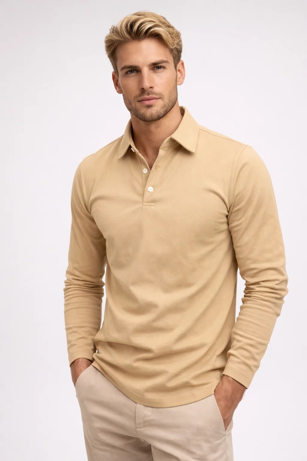 Classic Long Sleeve Polo in Timeless Navy