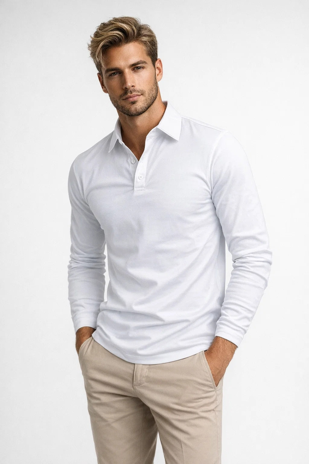 Classic Long Sleeve Polo in Timeless Navy