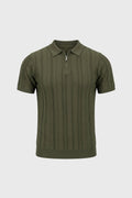 Men's Regular Fit Textured Half-Zip Polo
