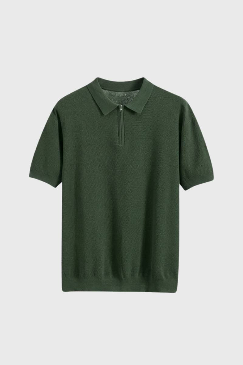 Men's Zip Neck Polo in Classic Navy