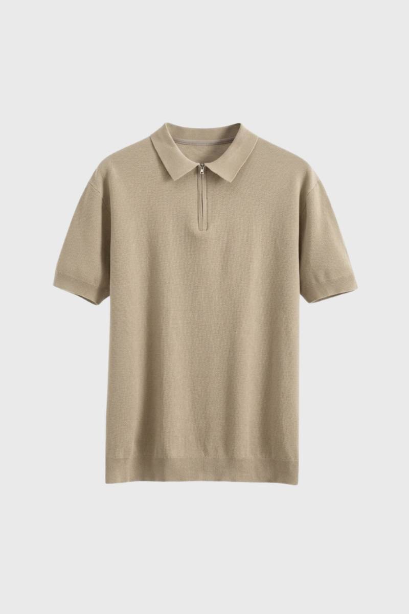 Men's Zip Neck Polo in Classic Navy