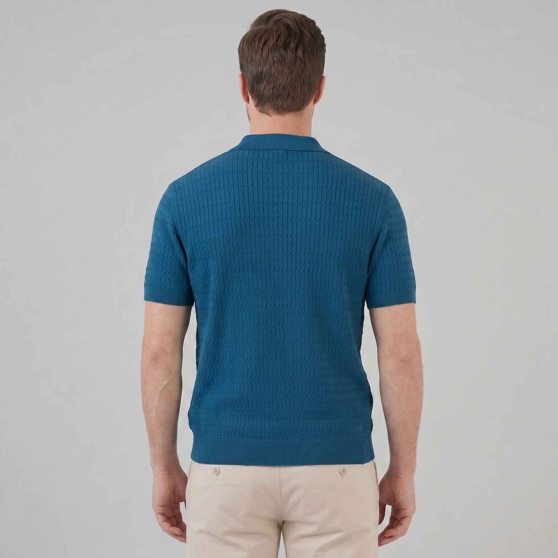 Slim Fit Long Sleeve Polo in Classic Navy