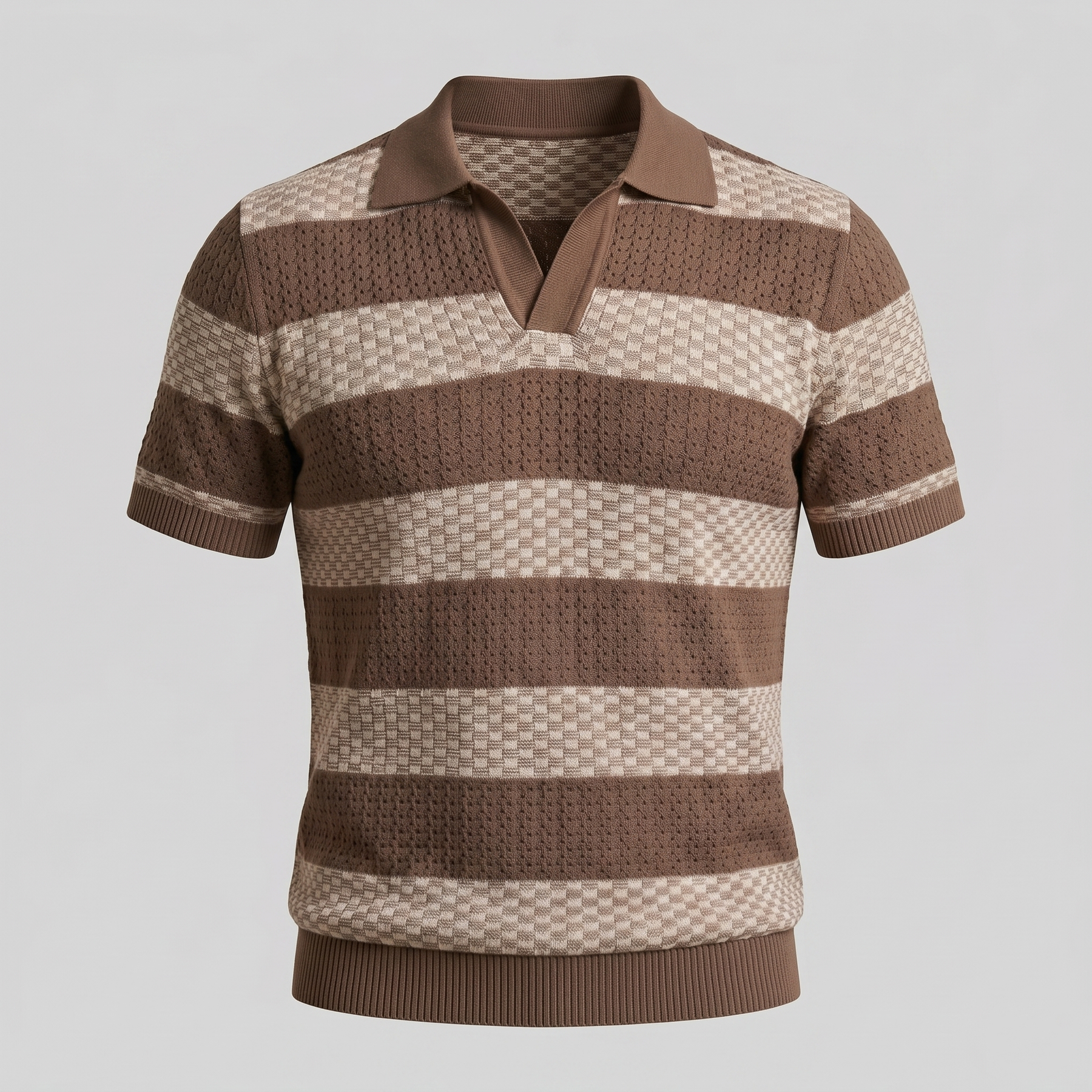 Striped Long Sleeve Polo for Men