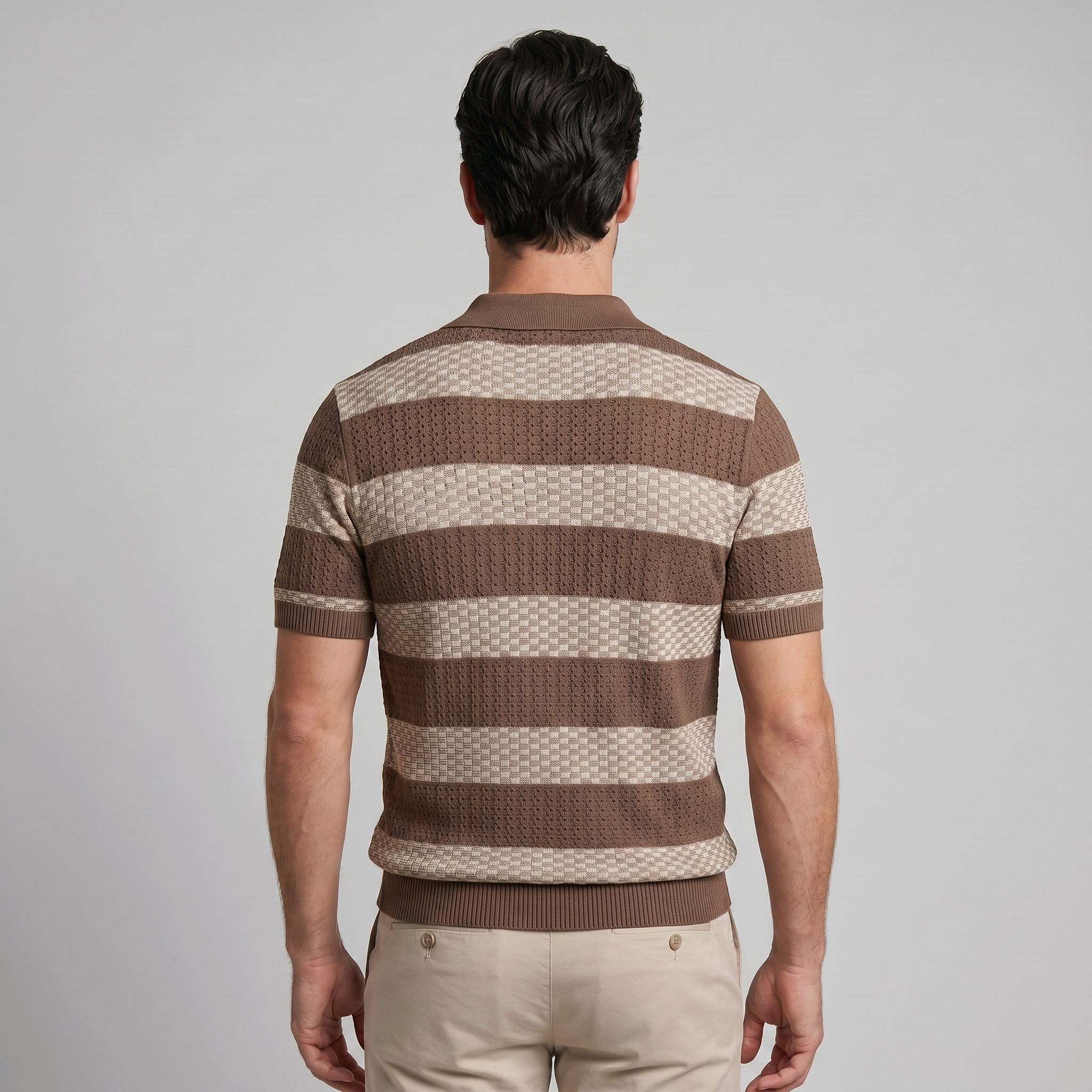 Striped Long Sleeve Polo for Men