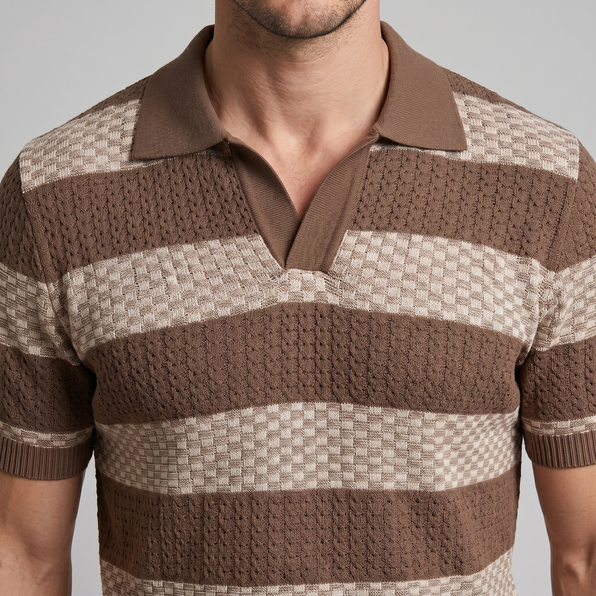 Striped Long Sleeve Polo for Men