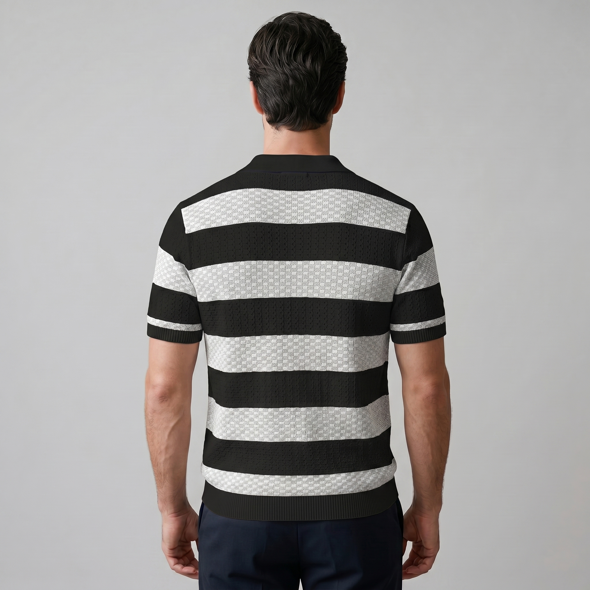 Striped Long Sleeve Polo for Men