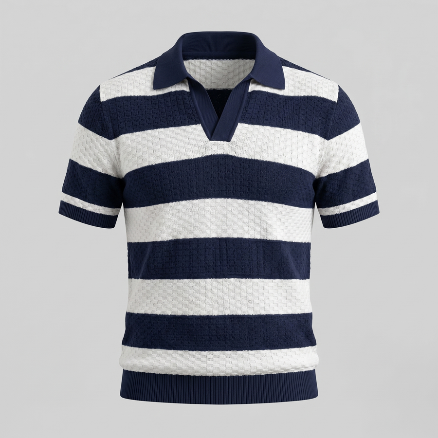 Striped Long Sleeve Polo for Men