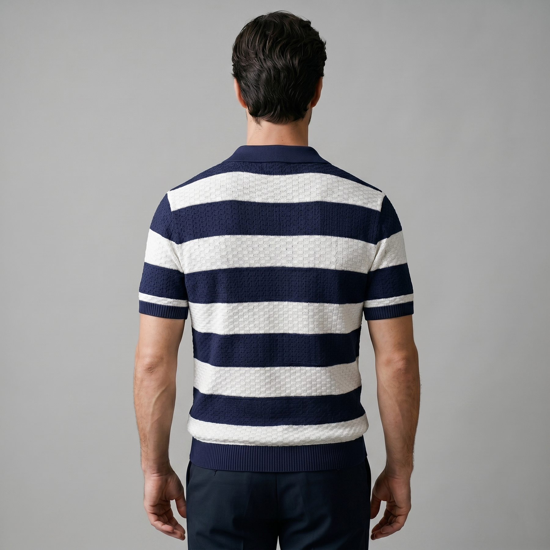 Striped Long Sleeve Polo for Men