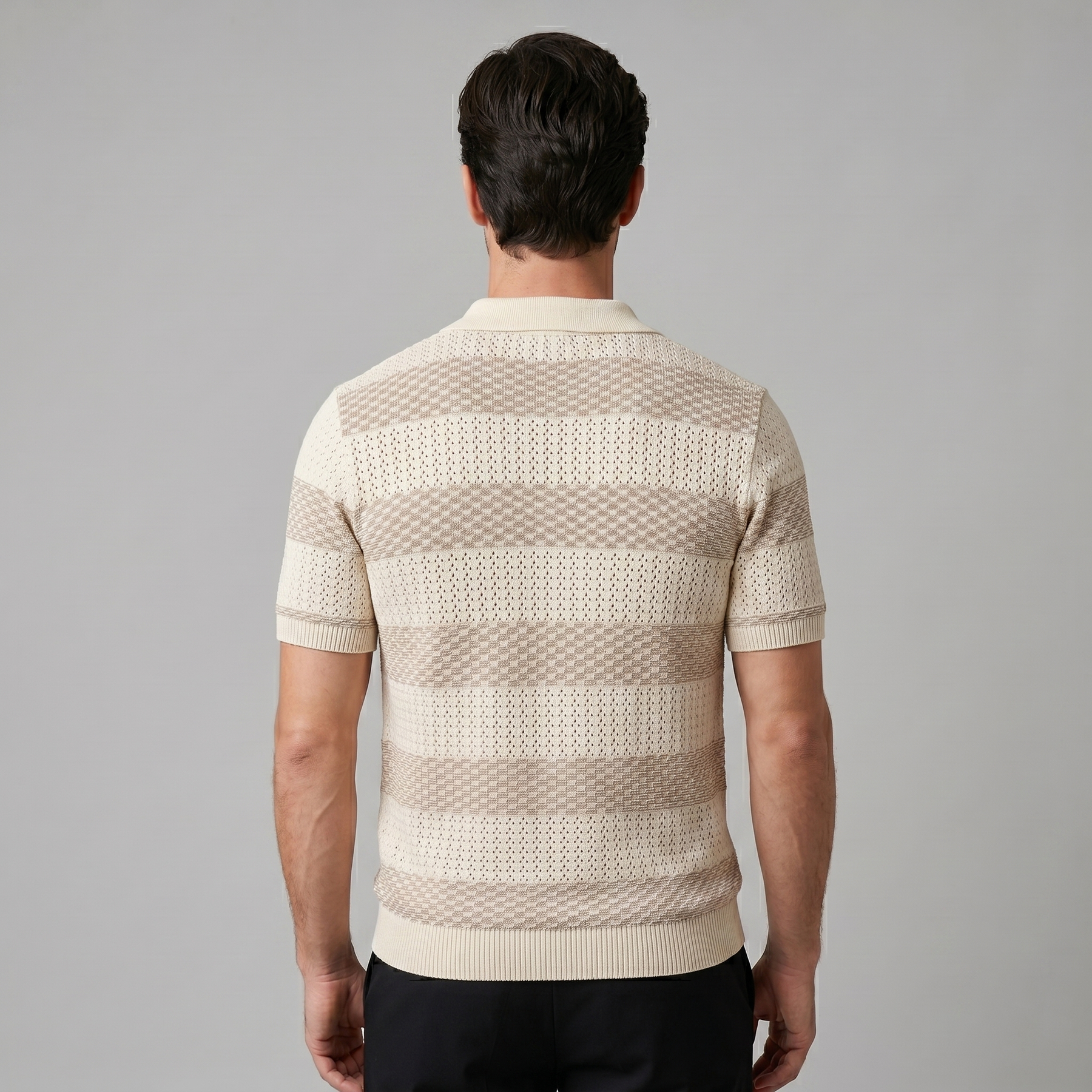Striped Long Sleeve Polo for Men