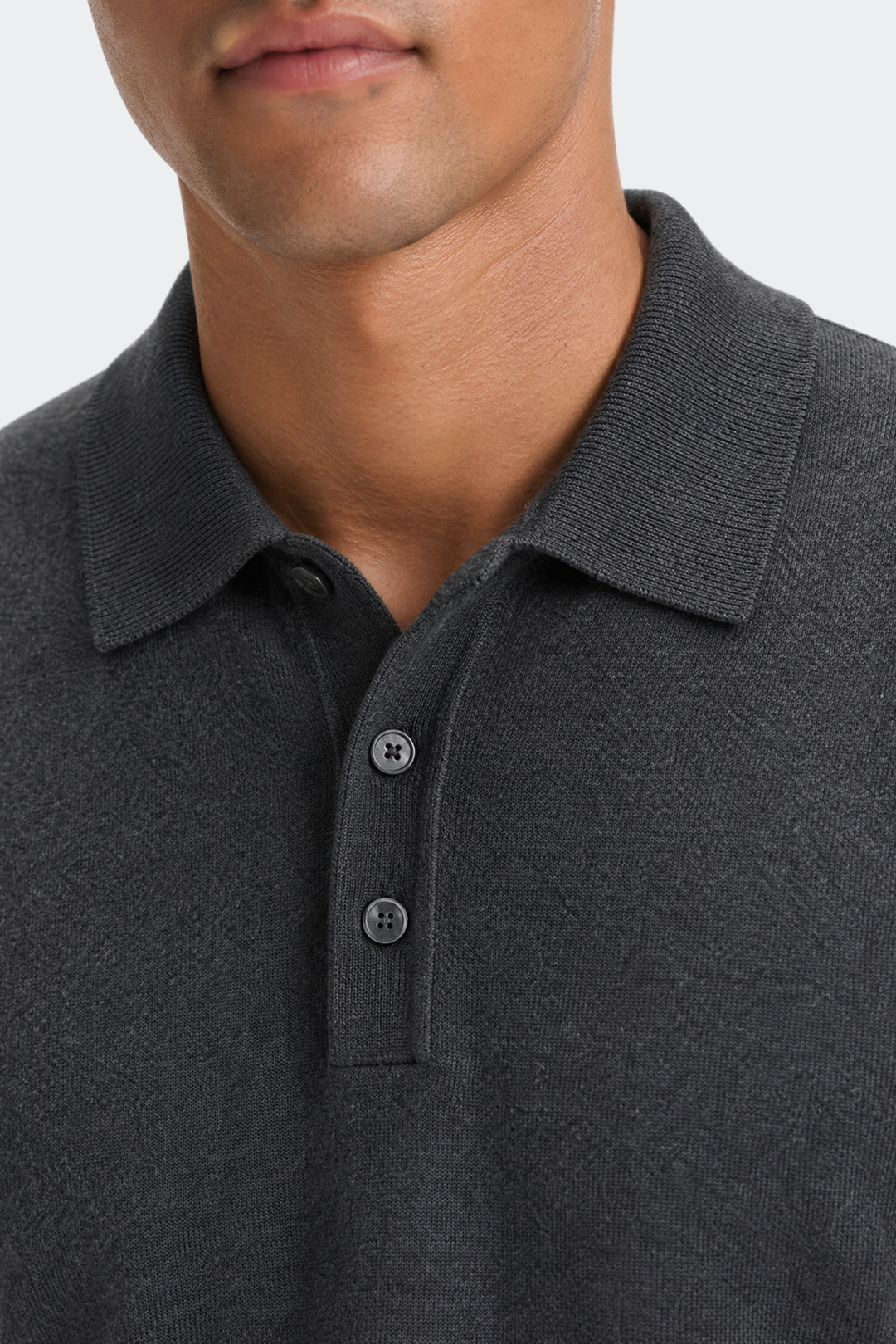 Knitted Collar Polo Shirt in Classic Navy
