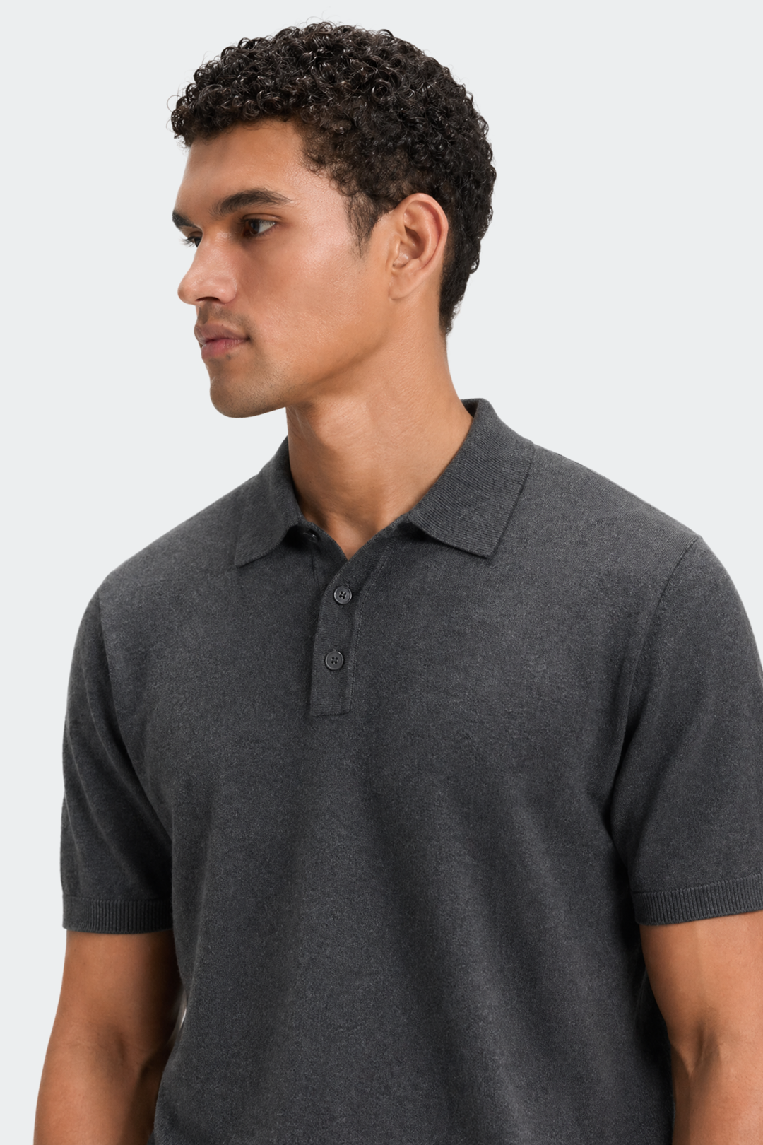 Knitted Collar Polo Shirt in Classic Navy