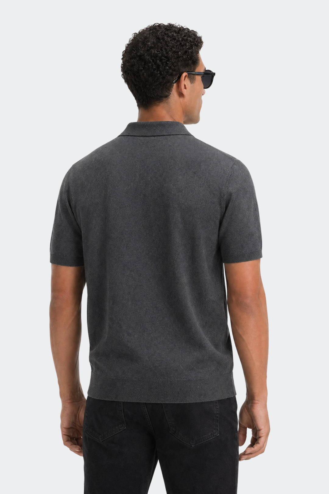 Knitted Collar Polo Shirt in Classic Navy