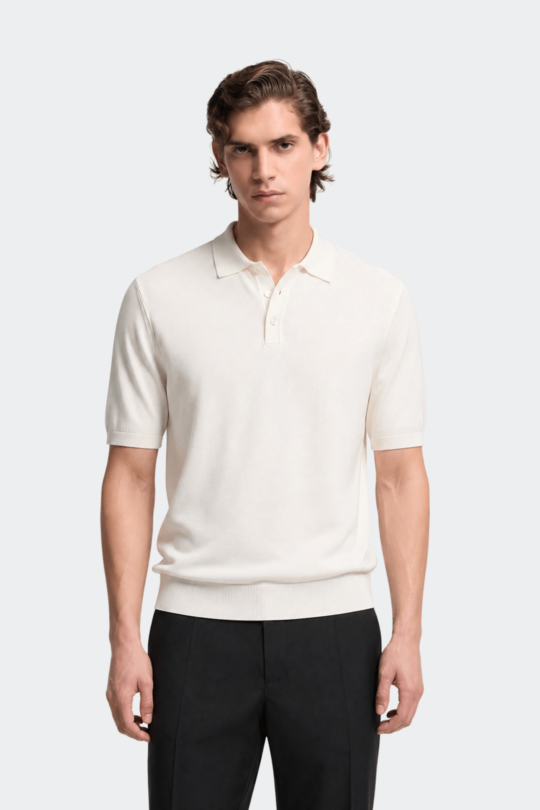 Knitted Collar Polo Shirt in Classic Navy